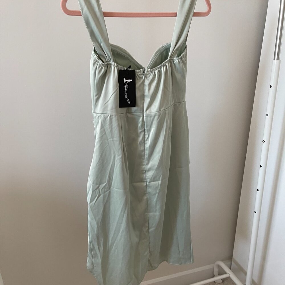 Sage Green Mini Dress - Picture 2 of 3